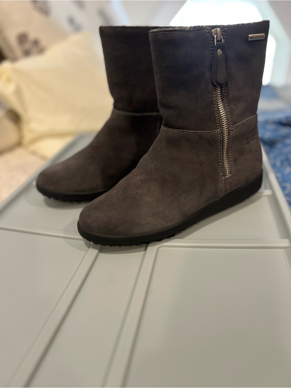 Cougar Dark Brown Suede Ankle Booties